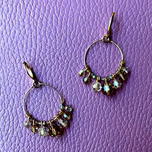 Handmade Glitzy Beaded Dangle Hoops